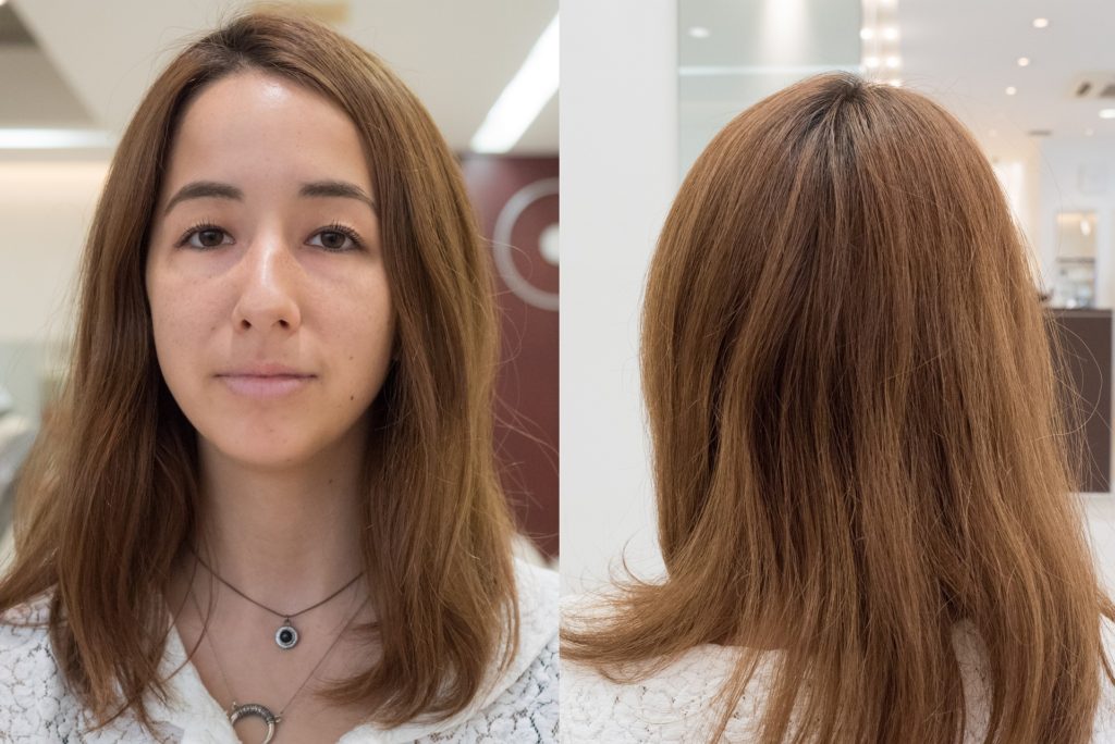 Salón paquete Renjishi - Imagen 1 - El modelo antes del servicio con su cabello fino plana