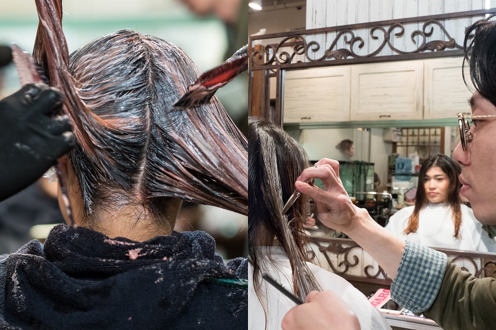 Salon paket Nepenji - Gambar 7 - potongan rambut berlapis dan dua warna proses rambut